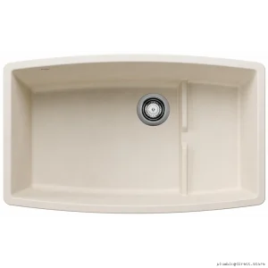 Blanco Soft White Undermount Silgranit Kitchen Sink 1.5 Bowl Cascade