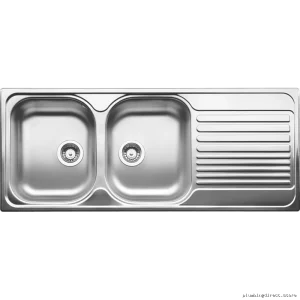 Stainless Steel 2-Bowl Drop-In Sink with Right-Hand Drainboard - Blanco Tipo 8S
