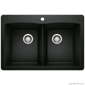 Blanco Coal Black Silgranit Double Bowl Kitchen Sink 210 Model