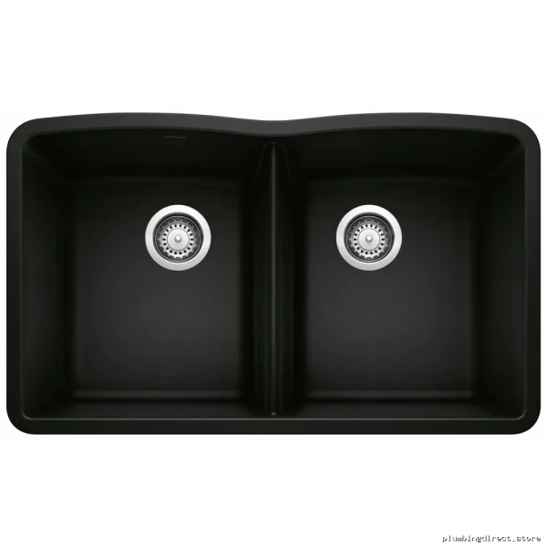 Blanco Coal Black Silgranit Undermount Double Bowl Kitchen Sink 402622 - Image 2