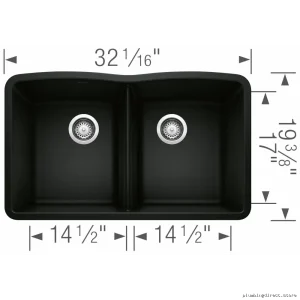 Blanco Coal Black Silgranit Undermount Double Bowl Kitchen Sink 402622
