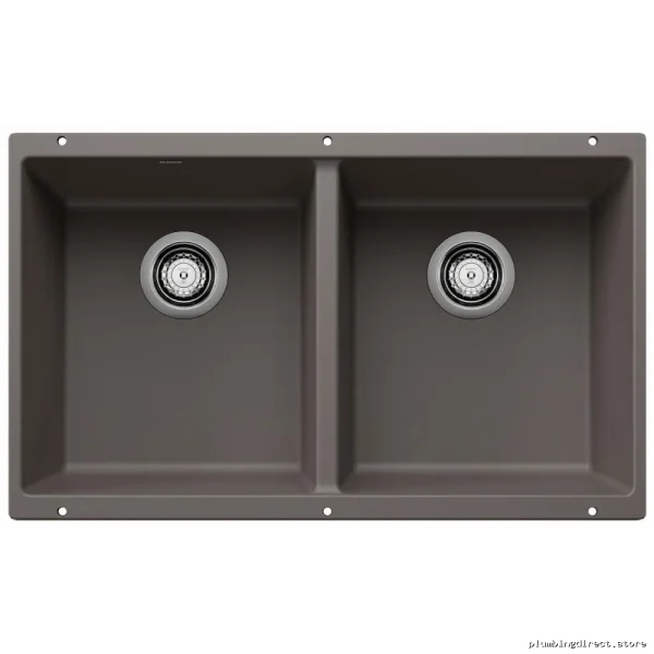 Undermount Two-Bowl Silgranit Kitchen Sink in Volcano Gray - Blanco 402922