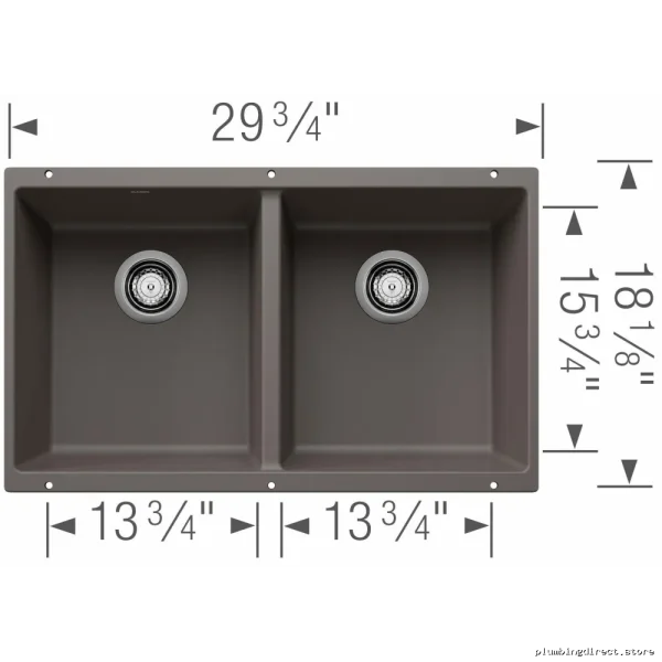 Undermount Two-Bowl Silgranit Kitchen Sink in Volcano Gray - Blanco 402922 - Image 2