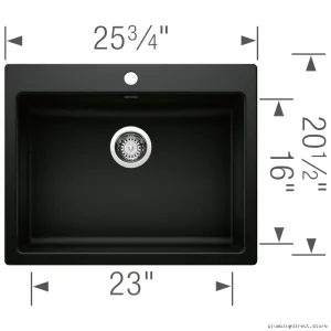 Blanco Coal Black Silgranit ADA Kitchen Sink - Single Bowl Dual Mount Design