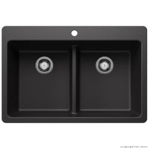 Blanco Anthracite Silgranit Dual Bowl Kitchen Sink - Low Divide 33 Inch
