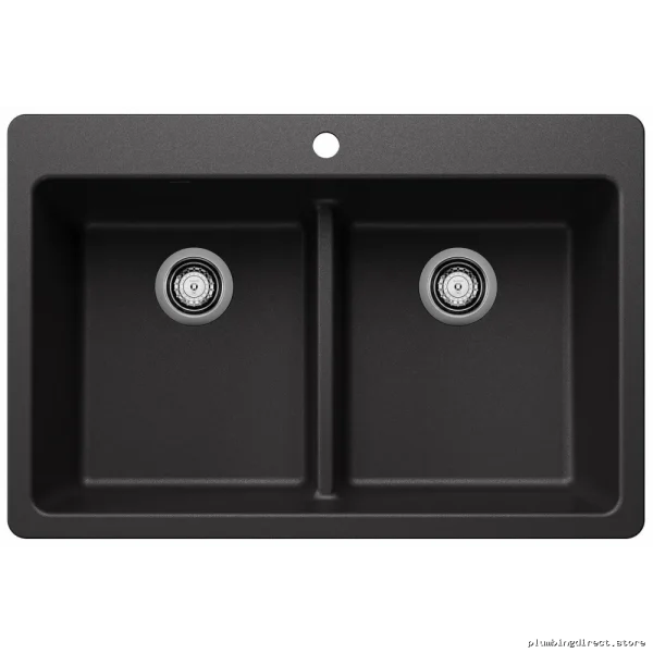 Blanco Anthracite Silgranit Dual Bowl Kitchen Sink - Low Divide 33 Inch