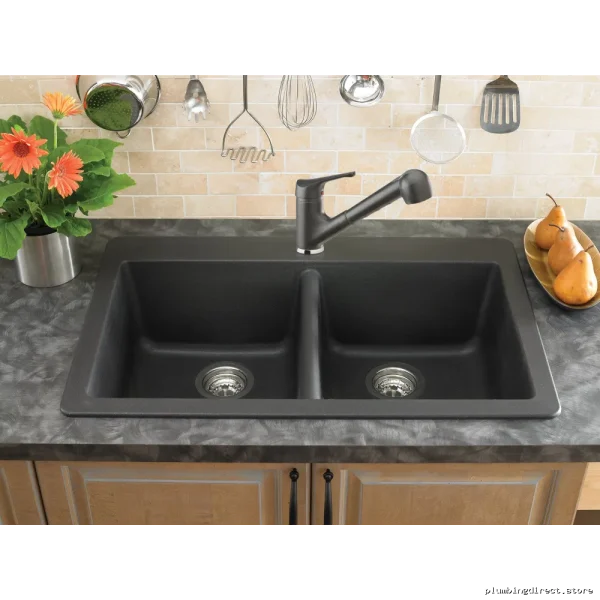 Blanco Anthracite Dual-Bowl Silgranit Drop-In Kitchen Sink