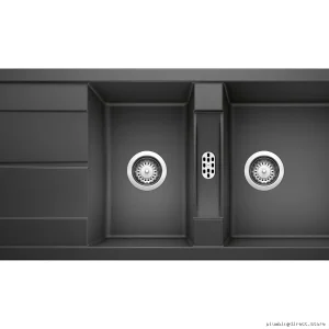 Blanco Anthracite Metra 8 S 2-Bowl Drop-In Silgranit Sink w/ Drainboard 401638