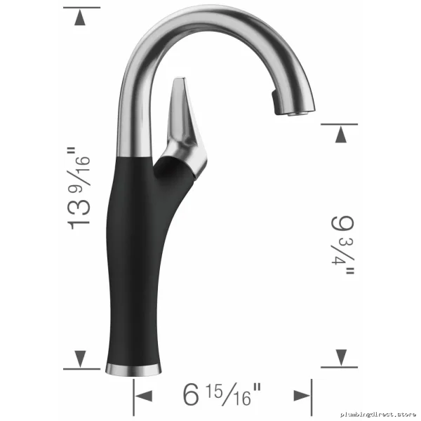 Blanco Artona Bar Faucet: Hidden Pulldown Spray in Stainless & Coal Black - Image 2