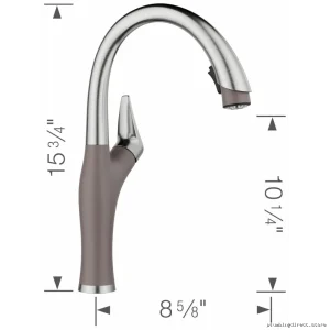 Blanco Artona Pull-Down Kitchen Faucet in Volcano Gray & PVD Steel