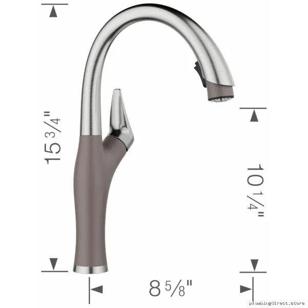 Blanco Artona Pull-Down Kitchen Faucet in Volcano Gray & PVD Steel