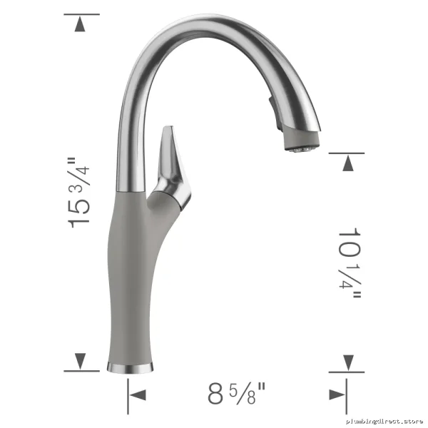 Blanco Artona Stainless Gray Kitchen Faucet with Easy-Pull Spray 442034 - Image 3