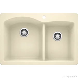 Blanco Biscuit Silgranit Drop-In Kitchen Sink 1.75 Bowl Diamond Design
