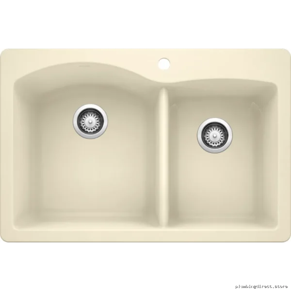 Blanco Biscuit Silgranit Drop-In Kitchen Sink 1.75 Bowl Diamond Design