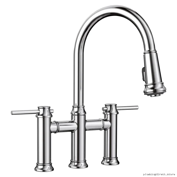 Blanco Chrome Pull-Down Spray Kitchen Faucet - Empressa Bridge Design - Image 3