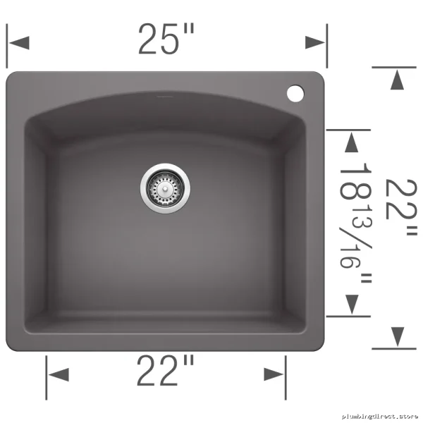 Diamond 1 Bowl Drop-In Silgranit Kitchen Sink - Cinder Model 401408 Blanco