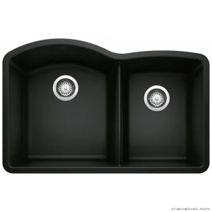 Coal Black Diamond U-Shape Silgranit Undermount Sink – 1.75 Bowl Model #402619 by Blanco