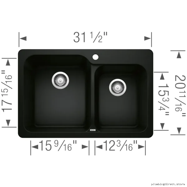 Blanco Coal Black 1.75 Bowl Drop-In Silgranit Sink - Vision Series 402632 - Image 2