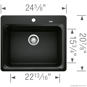 Blanco Coal Black Single Bowl Drop-In Silgranit Sink - Modern Kitchen Sink 402633