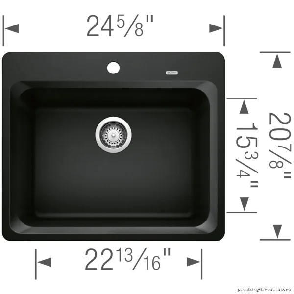 Blanco Coal Black Single Bowl Drop-In Silgranit Sink - Modern Kitchen Sink 402633