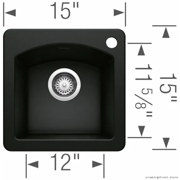Blanco Coal Black Silgranit Drop-In Sink - Mini 1 Bowl Diamond Design