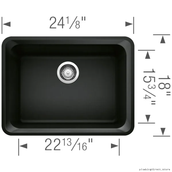Blanco Coal Black Undermount Silgranit Kitchen Sink - Vision U 1 Bowl - Image 2