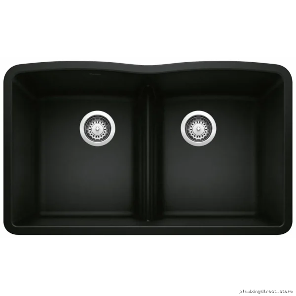 Blanco Coal Black Two-Bowl Undermount Silgranit Sink with Low-Divide Design - Model 402623 - Image 2