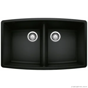Blanco Coal Black Silgranit Undermount Kitchen Sink - 2 Bowl Design