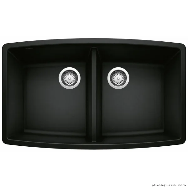 Blanco Coal Black Silgranit Undermount Kitchen Sink - 2 Bowl Design