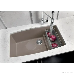 Blanco Undermount Silgranit Kitchen Sink in Concrete Gray 1.5 Bowl
