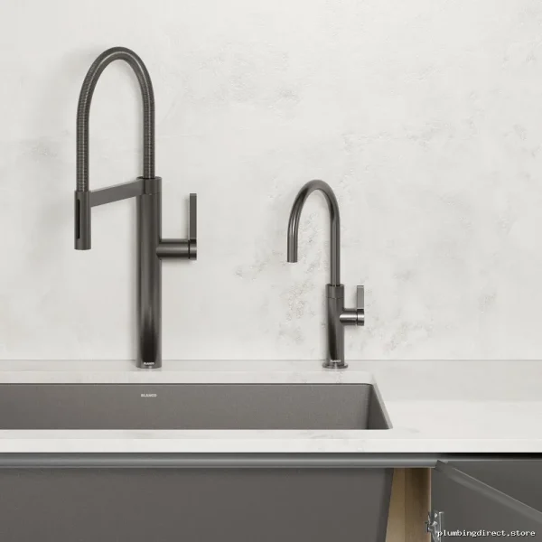 Blanco Culina II Beverage Faucet - Modern Satin Dark Steel Kitchen Tap - Image 2