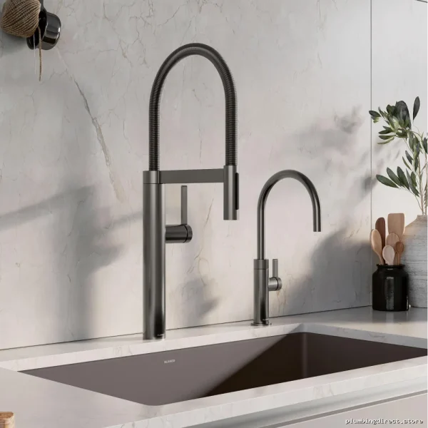 Blanco Culina II Beverage Faucet - Modern Satin Dark Steel Kitchen Tap - Image 4