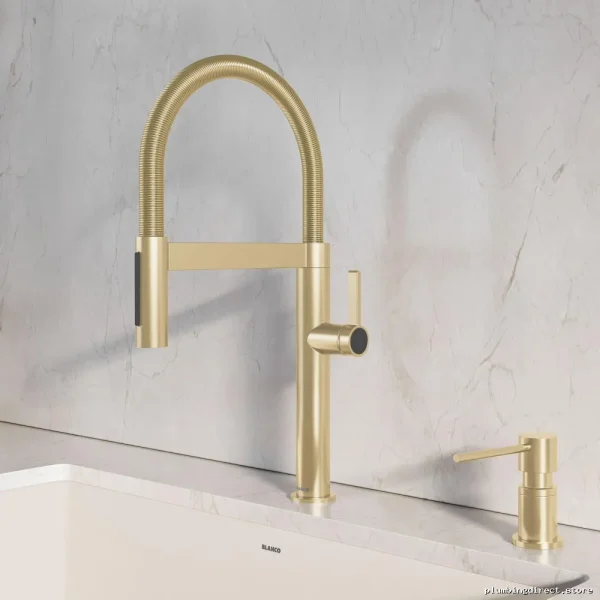 Blanco Culina II Kitchen Faucet with Pull-Down Spray & Pre-Rinse - PVD Satin Gold