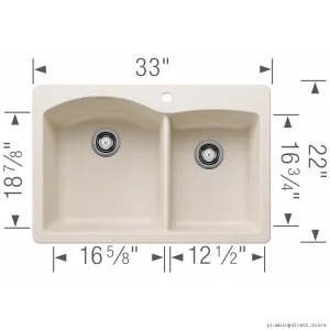 Silgranit Drop-In Bowl Sink Diamond 1.75 Soft White Model Blanco