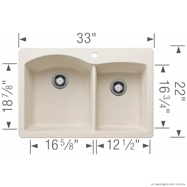 Silgranit Drop-In Bowl Sink Diamond 1.75 Soft White Model Blanco