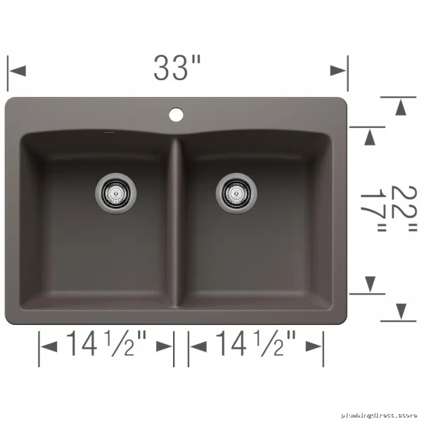 Diamond 210 2 Bowl Drop-In Silgranit Sink | Volcano Gray & Blanco | Model 402907