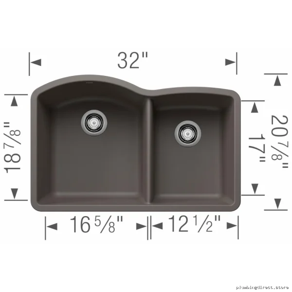 Undermount Silgranit Kitchen Sink - Diamond U 1.75 Bowl Volcano Gray Blanco