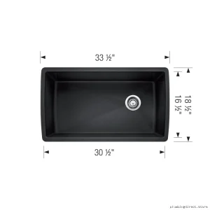 Blanco Diamond U Undermount Kitchen Sink - Super Single, Concrete Gray 402275