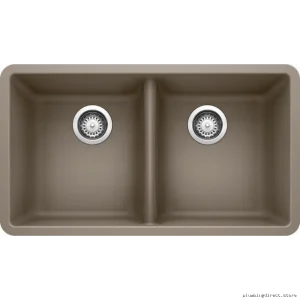 Blanco Truffle Silgranit Double Bowl Undermount Kitchen Sink