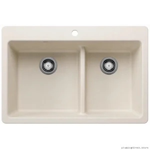Blanco 403649 Dual-Bowl Low Divide Silgranit Kitchen Sink - Soft White
