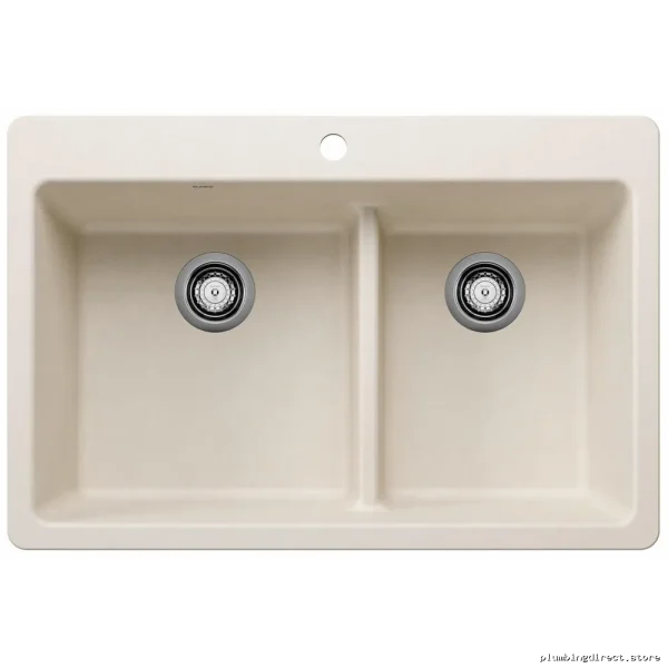 Blanco 403649 Dual-Bowl Low Divide Silgranit Kitchen Sink - Soft White