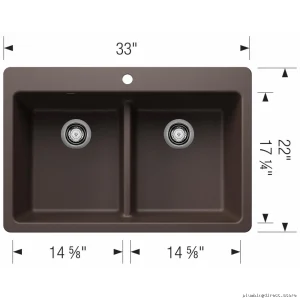 Dual Bowl Low Divide Silgranit Kitchen Sink with Dual Mount - Blanco