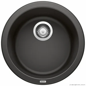 Blanco Dual-Mount Round Kitchen Sink in Coal Black