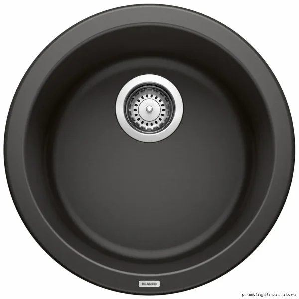 Blanco Dual-Mount Round Kitchen Sink in Coal Black