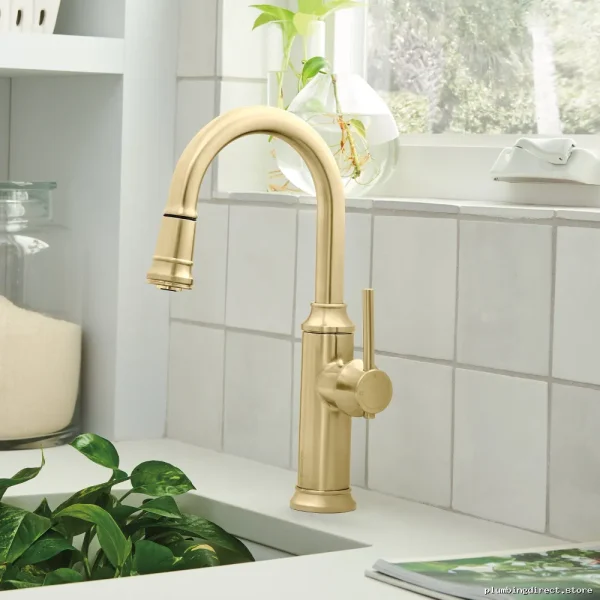 Blanco Empressa Kitchen Faucet with Pull-Down Spray - Satin Gold Finish - Image 2