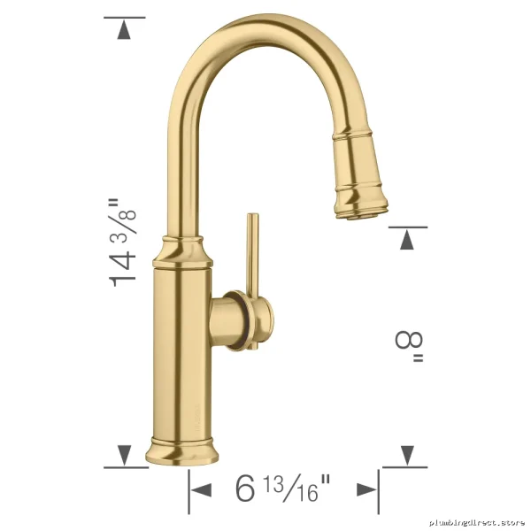 Blanco Empressa Kitchen Faucet with Pull-Down Spray - Satin Gold Finish - Image 3