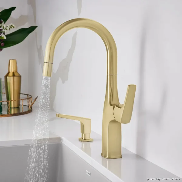 Blanco Gold Stain Rivana Pull-Down Kitchen Faucet for Bar Prep - Image 2