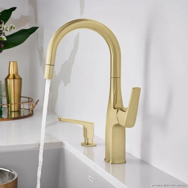 Blanco Gold Stain Rivana Pull-Down Kitchen Faucet for Bar Prep - Image 3