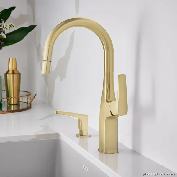 Blanco Gold Stain Rivana Pull-Down Kitchen Faucet for Bar Prep - Image 4
