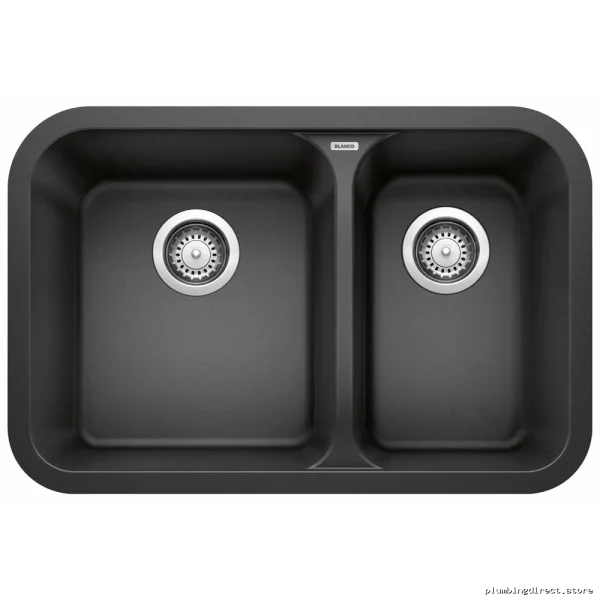 Blanco Model #488888 Half+Full Bowl Undermount Kitchen Sinks with Matte Black Finish